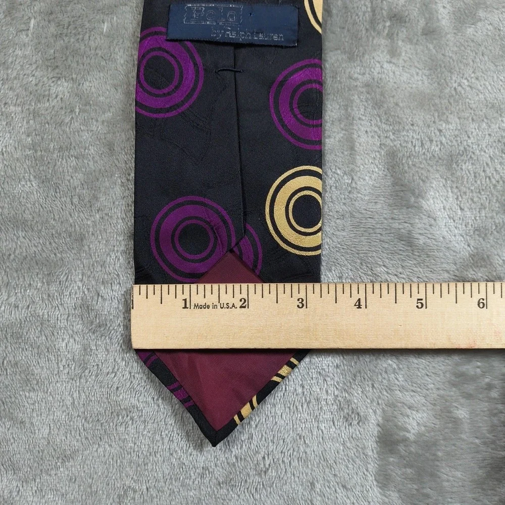 Vintage Polo‎ Ralph Lauren Tie Mens 56x3.25 Black Purple Geometric Abstract USA